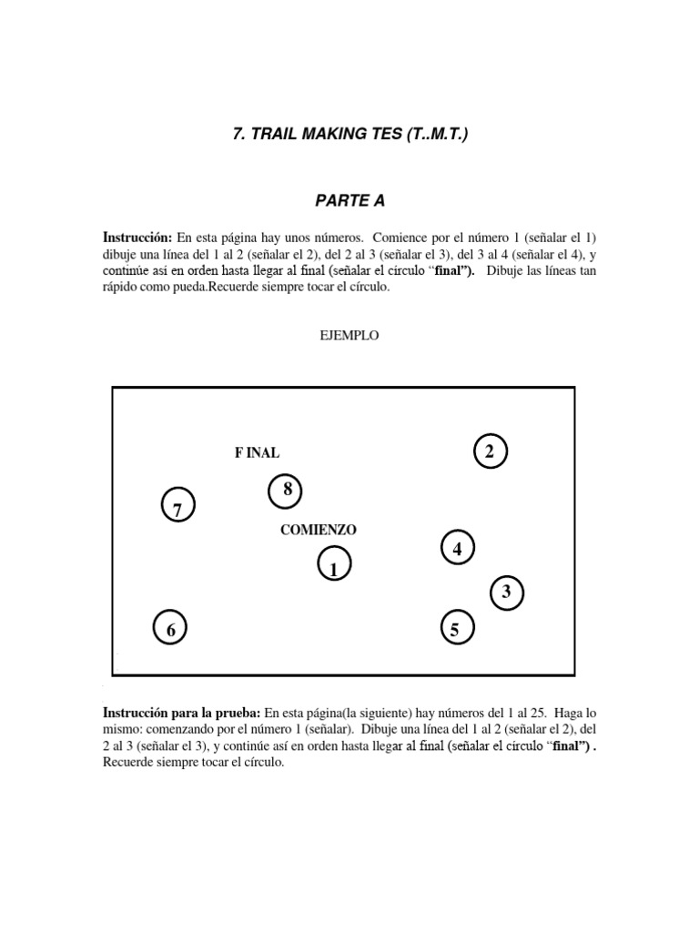 Instrucciones para el Trail Making Test | PDF