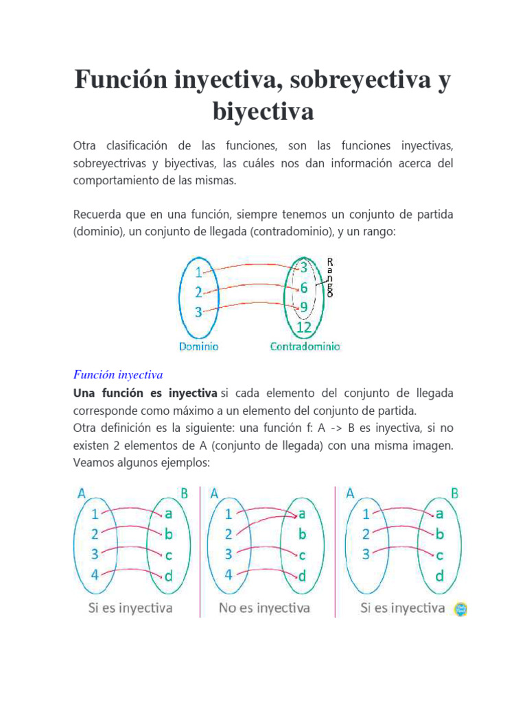 Funciones Inyectivas, Sobreyectivas y Biyectivas | PDF | Métodos y ...
