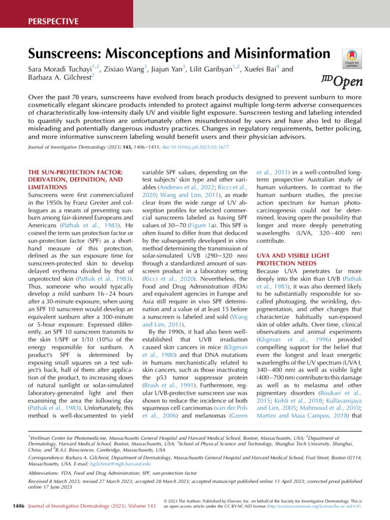 2023 Sunscreens Misconceptions and Misinformation PDF Sunscreen