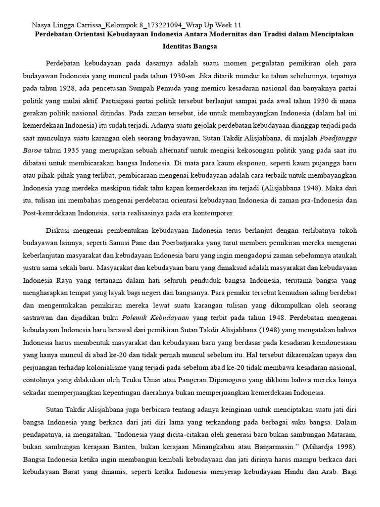 Perdebatan Kebudayaan Indonesia: Tradisi vs Modernitas | PDF | Sejarah
