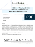 Actitud de Los Trabajadores Ante El Uso de Equipo de Protecccion Personal