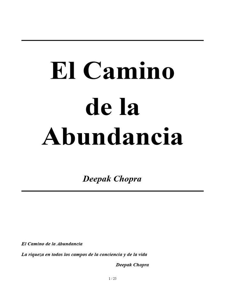 El Camino de la Abundancia de Chopra | PDF | Importar | Pensamiento