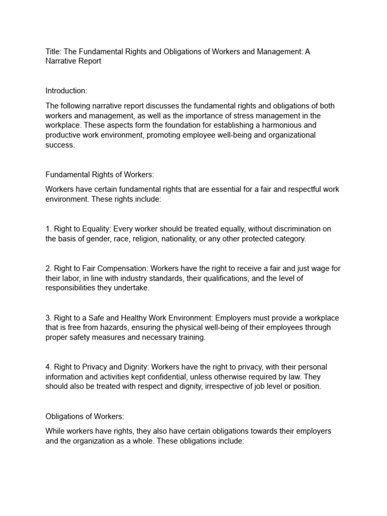 Sample-Narrative Report | PDF | Employment | Stress Management