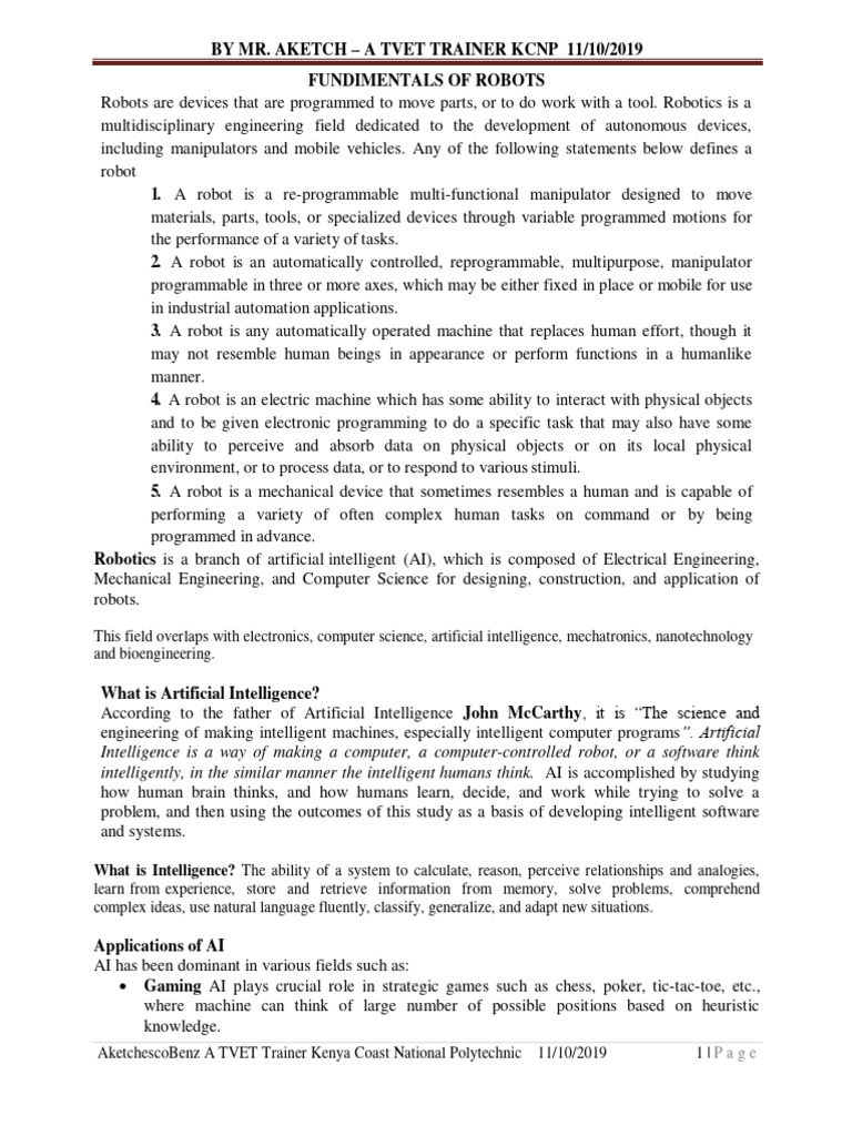 Microcontrollers in Robotics Explained | PDF | Actuator | Artificial ...