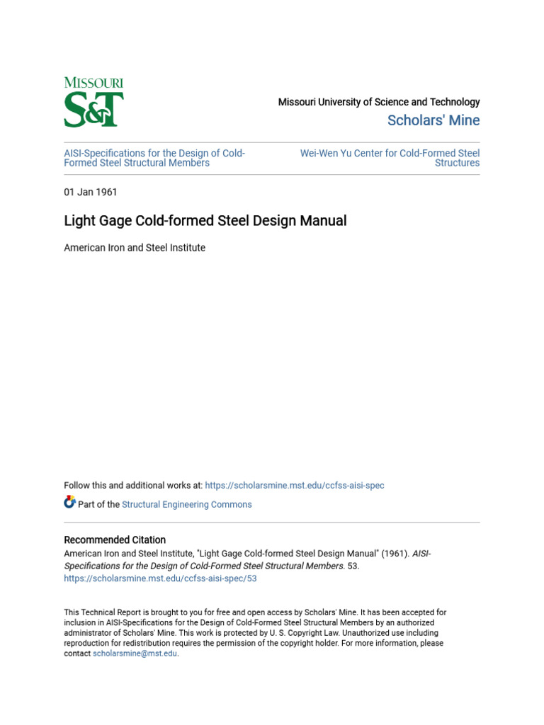 Light Gage ColdFormed Steel Design Manual PDF