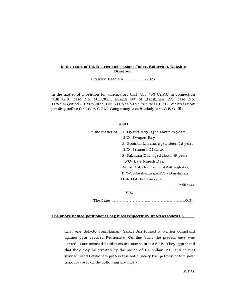 438 CR - PC Sukumar Das | PDF | Bail | Political Law