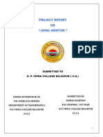 Project Report ON " Issac Newton ": Submitted To D. P. Vipra College Bilaspur (C.G.)