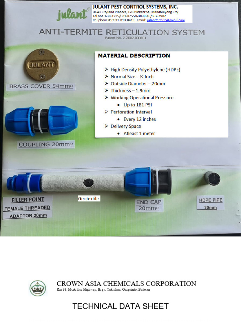 Anti-Termite Reticulation System - Product Data | PDF
