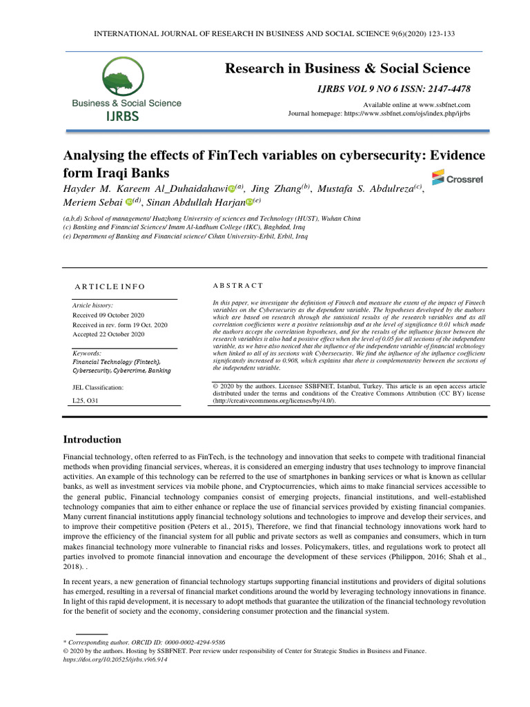 FinTech Impact on Cybersecurity in Iraq | PDF | Computer Security ...