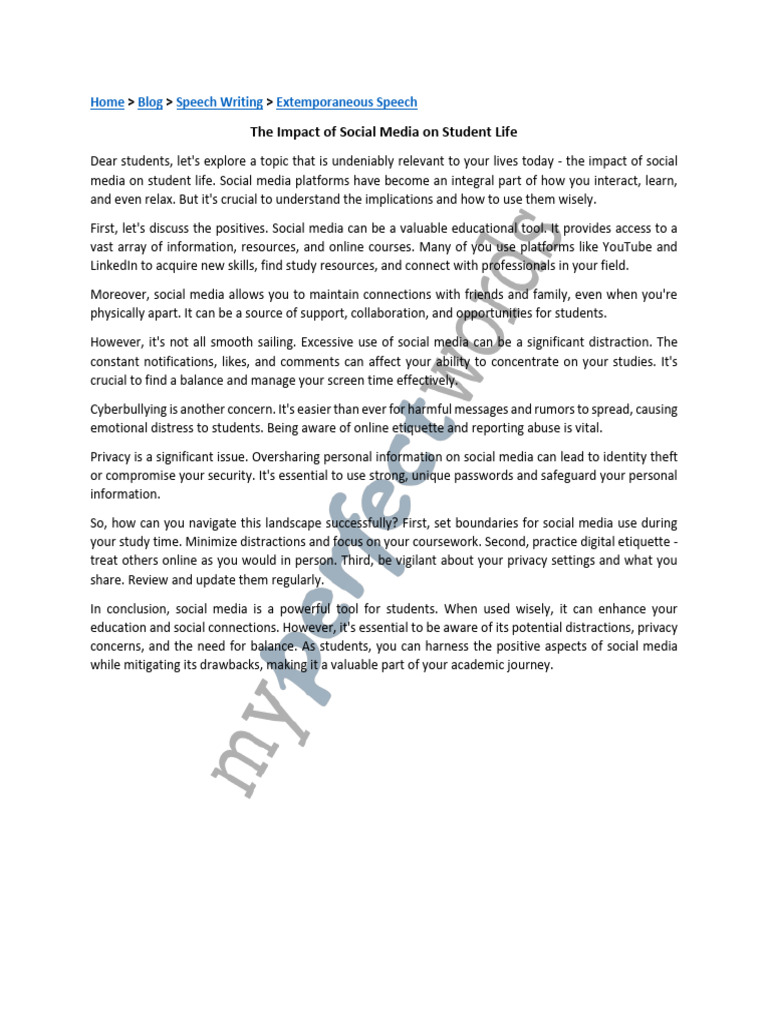 Extemporaneous Speech Example For Students Pdf Pdf
