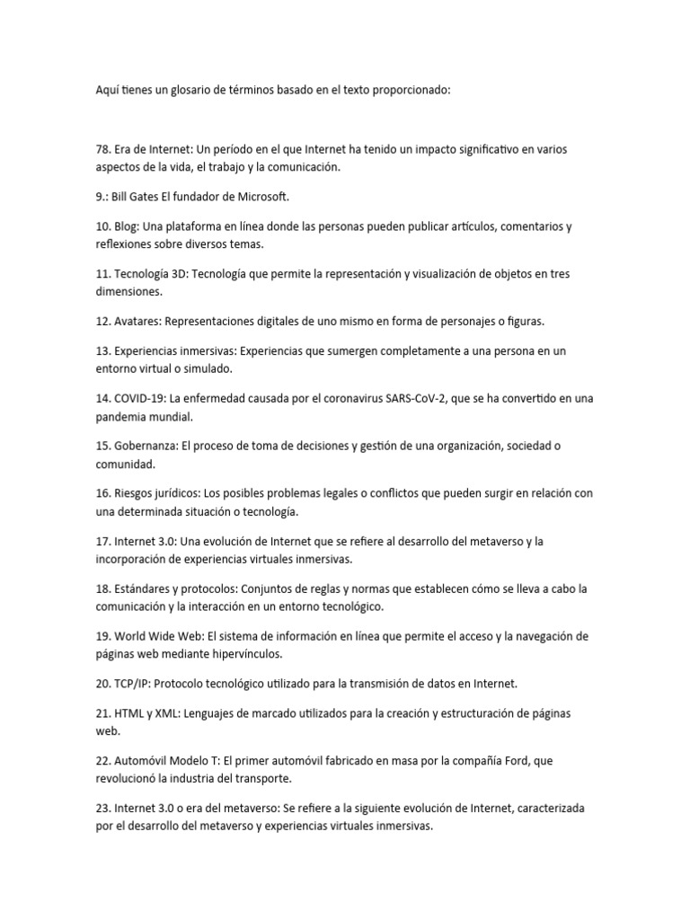 Aquí Tienes Un Glosario de Términos Basado en El Texto Proporcionado ...