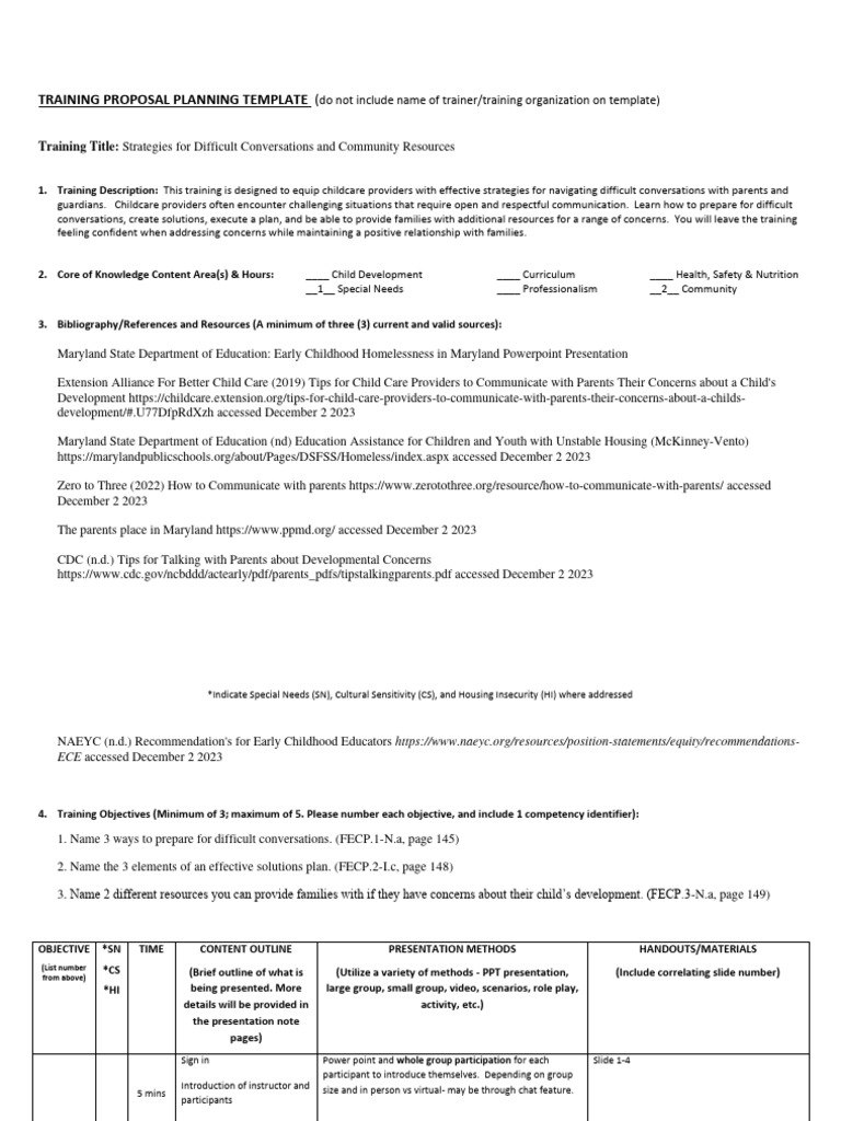 Childcare Difficult Conversations Training | PDF | Career & Growth ...