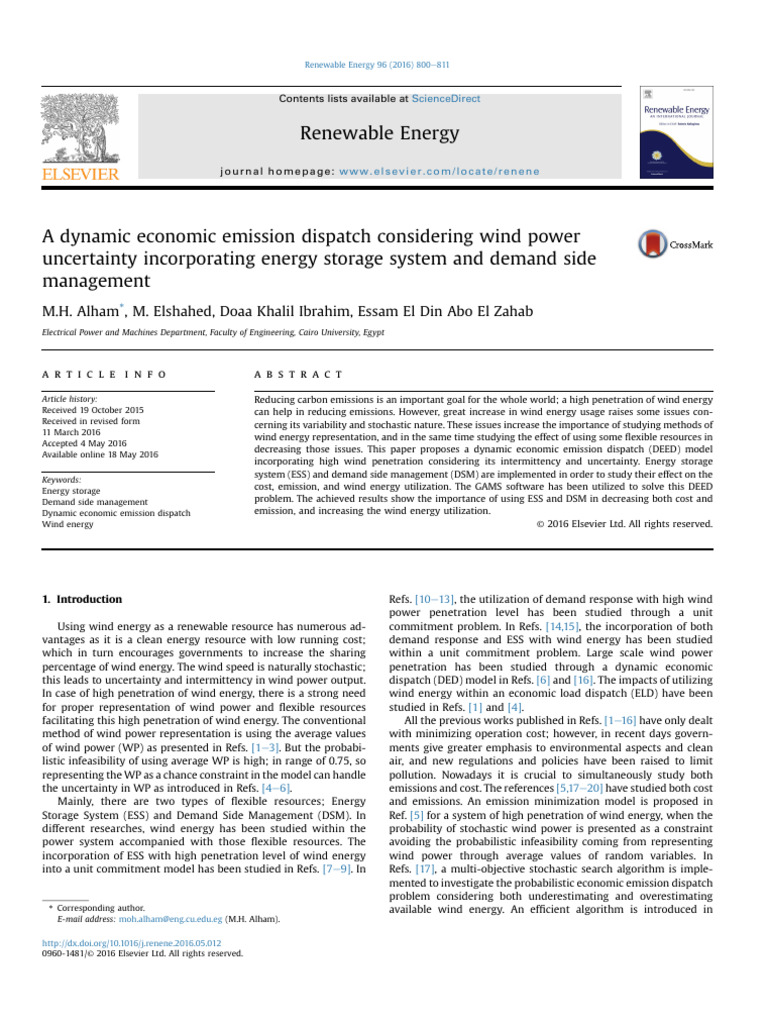A Dynamic Economic Emission Dispatch Considering Wind | PDF | Wind ...