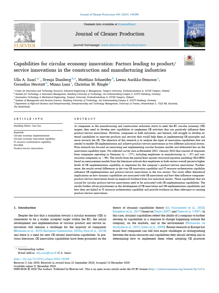 Circular Economy Innovation Capabilities | PDF | Innovation | Supply Chain