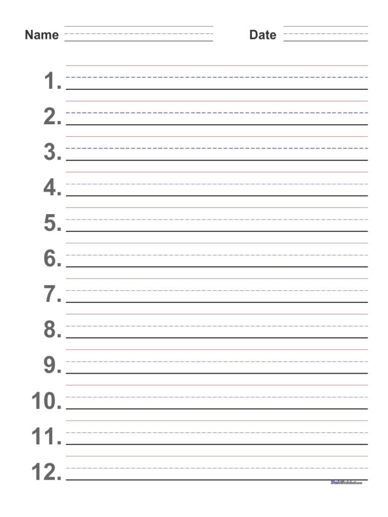 Numbered Half Inch With Name v1 | PDF