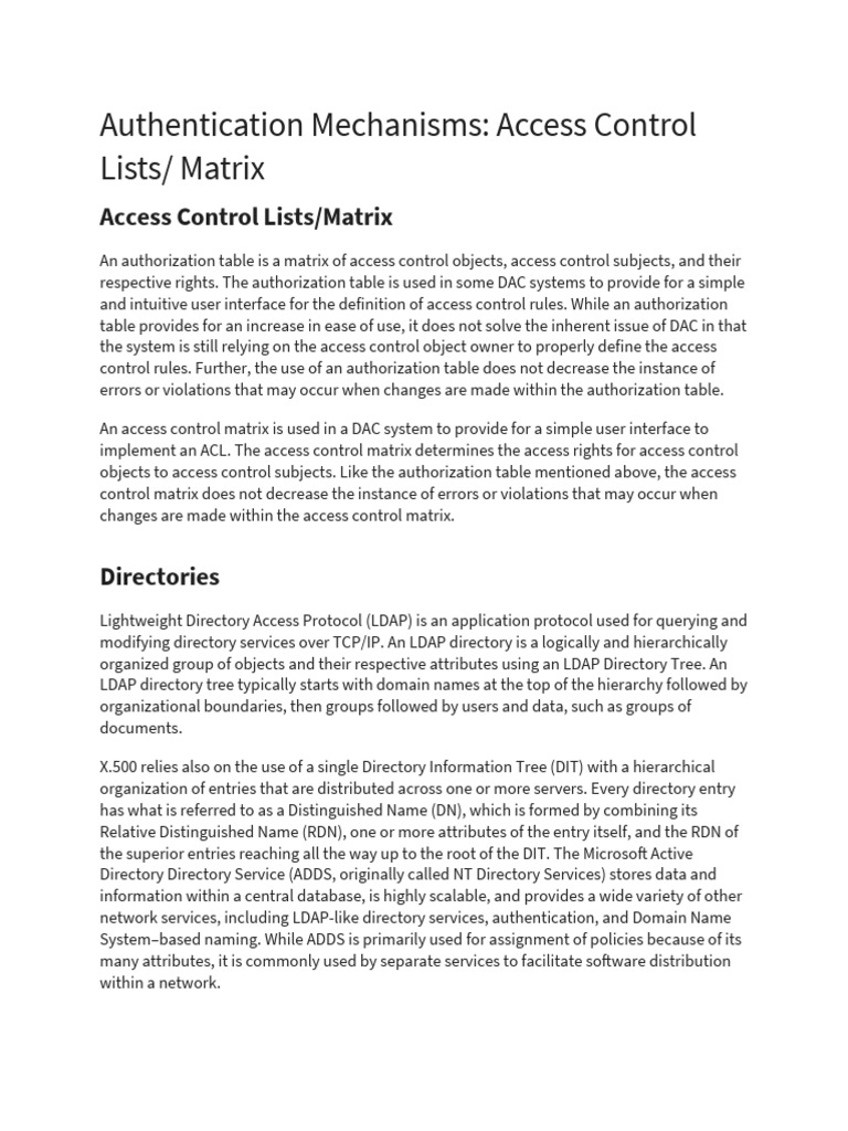 Access Control Mechanisms Explained | PDF | Network Architecture ...