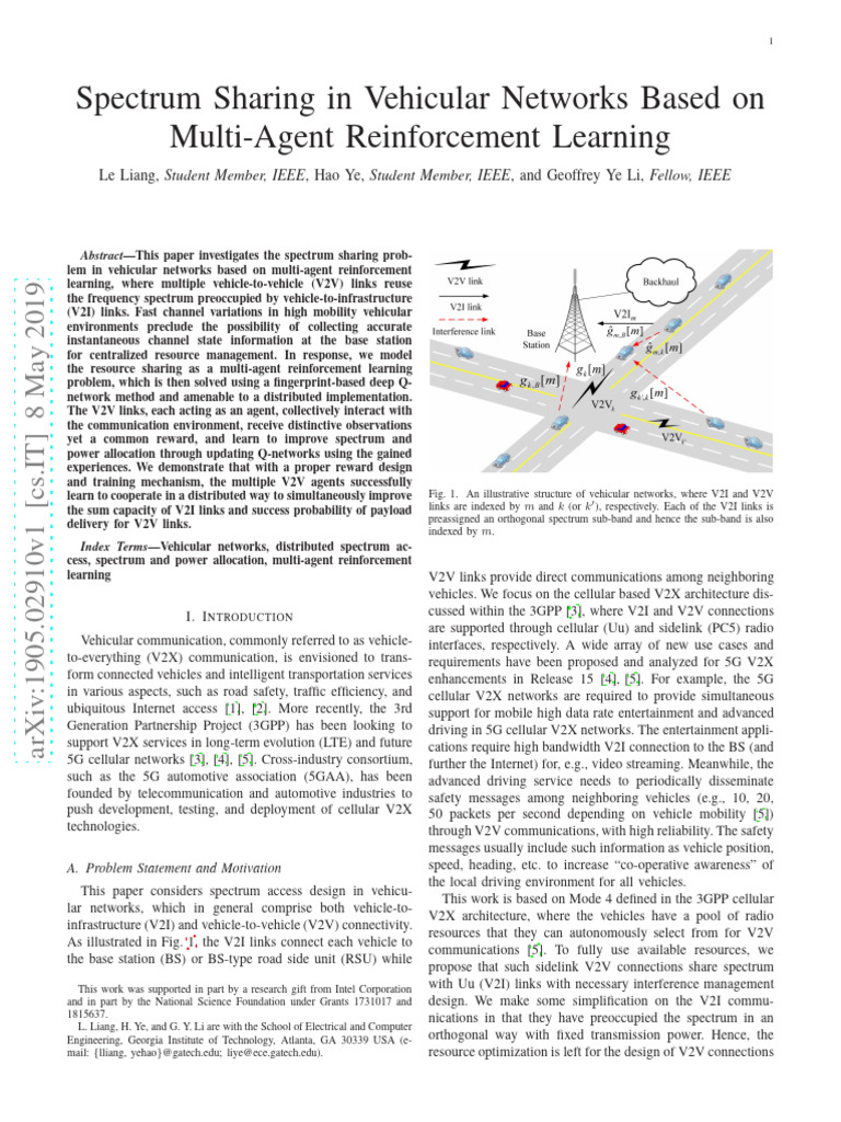 Spectrum Sharing in Vehicular Networks Based On Multi-Agent ...