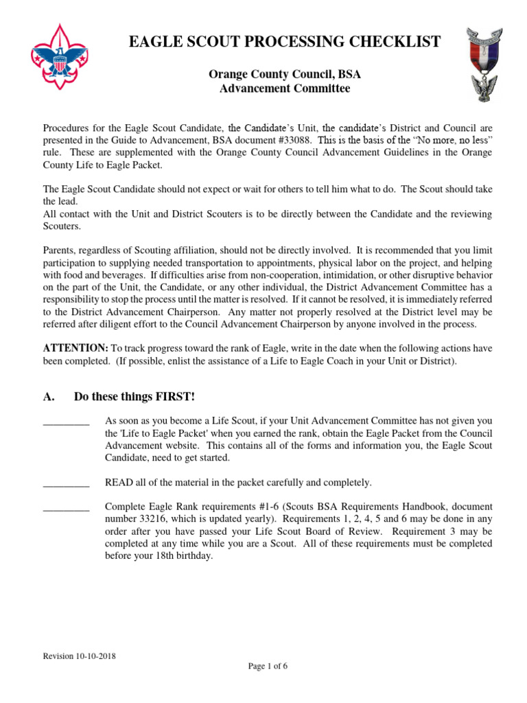 L2E Eagle Scout Processing Checklist | PDF | Scouting | Youth Movements