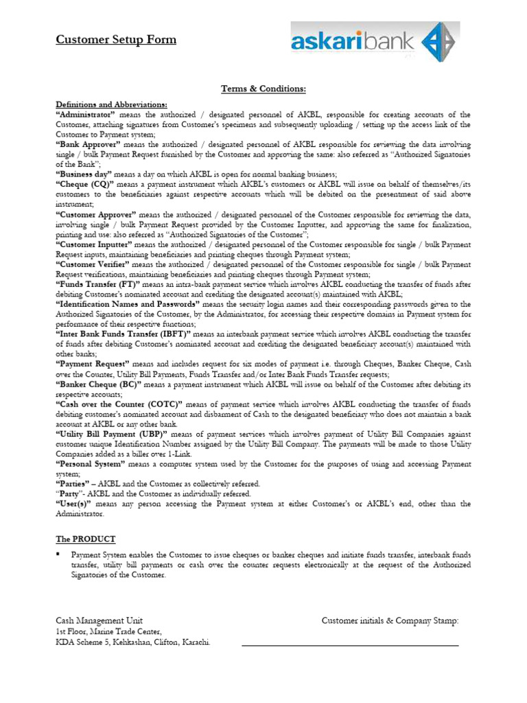 Akbl T&C | PDF | Banks | Cheque