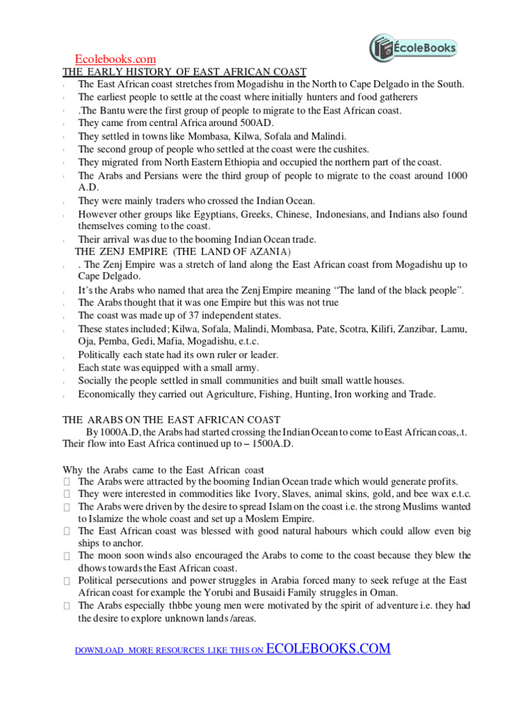 S.2 History Notes | PDF | East Africa | Oman