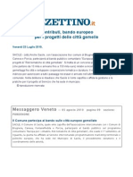 Il Gazzettino - It - "Contributi, Bando Europeo Per I Progetti Delle Città Gemelle", 23.07.10