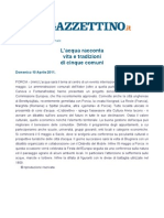 Il Gazzettino - It - "L'acqua Racconta Vita e Tradizioni Di Cinque Comuni", 10.4.11