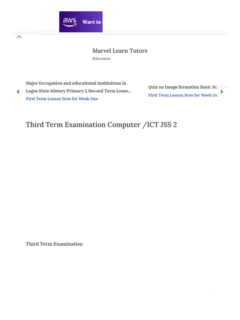 JSS 2 Third Term Computer Exam Questions | PDF | World Wide Web ...