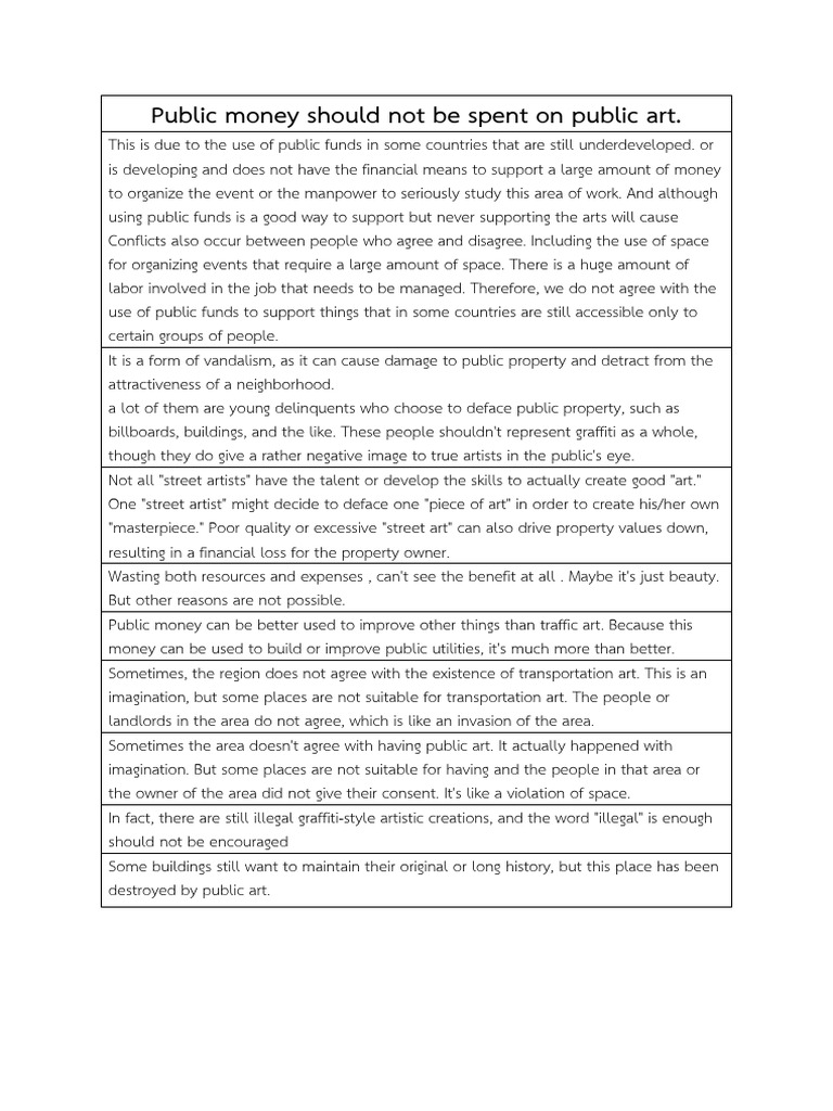 Public Money Should Not Be Spent On Public Art PDF Property Money