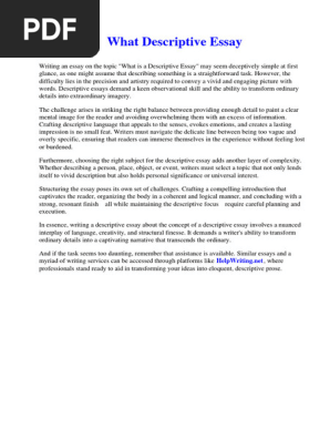 What Descriptive Essay