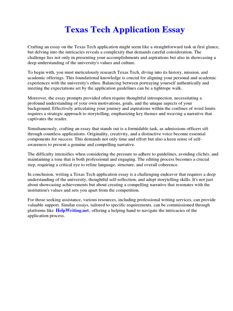 Texas Tech Application Essay PDF Periodontology Ashoka