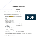 UT3 Maths Code-1 (11A) - ANSWER KEY