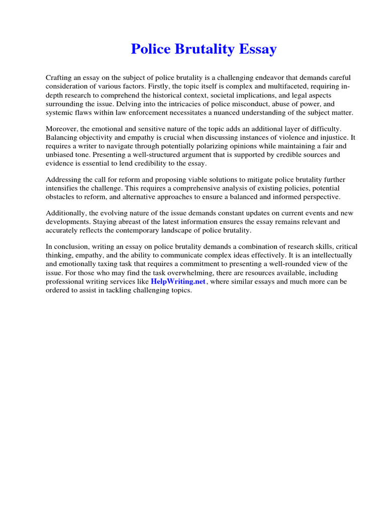 Police Brutality Essay PDF Hypertension Essays