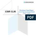 CSIR CLRI Junior Secretariat Assistant Paper I 2018 English