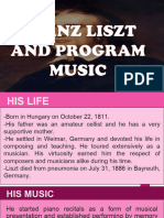 MUSIC - Feb. 13-16. Franz Liszt and Program Music
