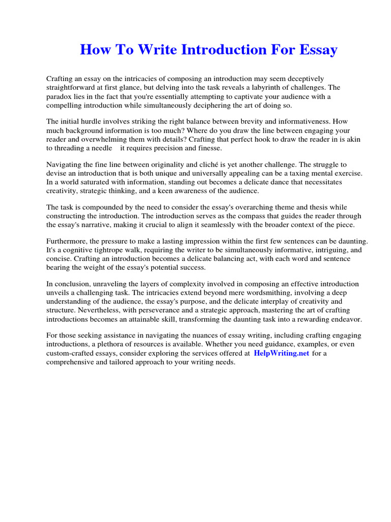 How To Write Introduction For Essay | PDF | John D. Rockefeller ...