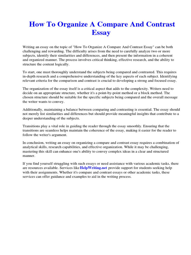 How To Organize A Compare and Contrast Essay | PDF | Uniform Crime ...