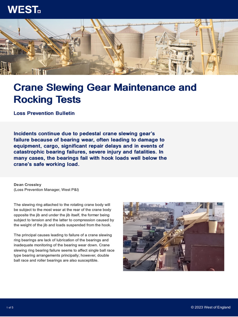 Crane Slewing Gear Maintenance Guide | PDF | Bearing (Mechanical ...