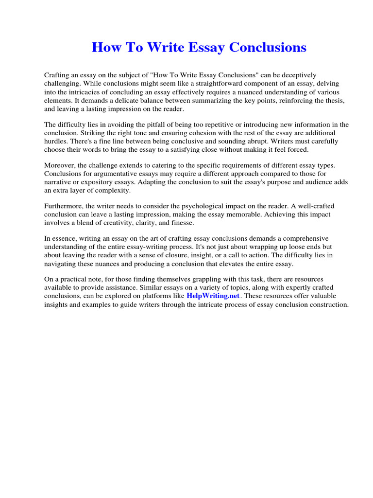 How To Write Essay Conclusions | PDF | Essays