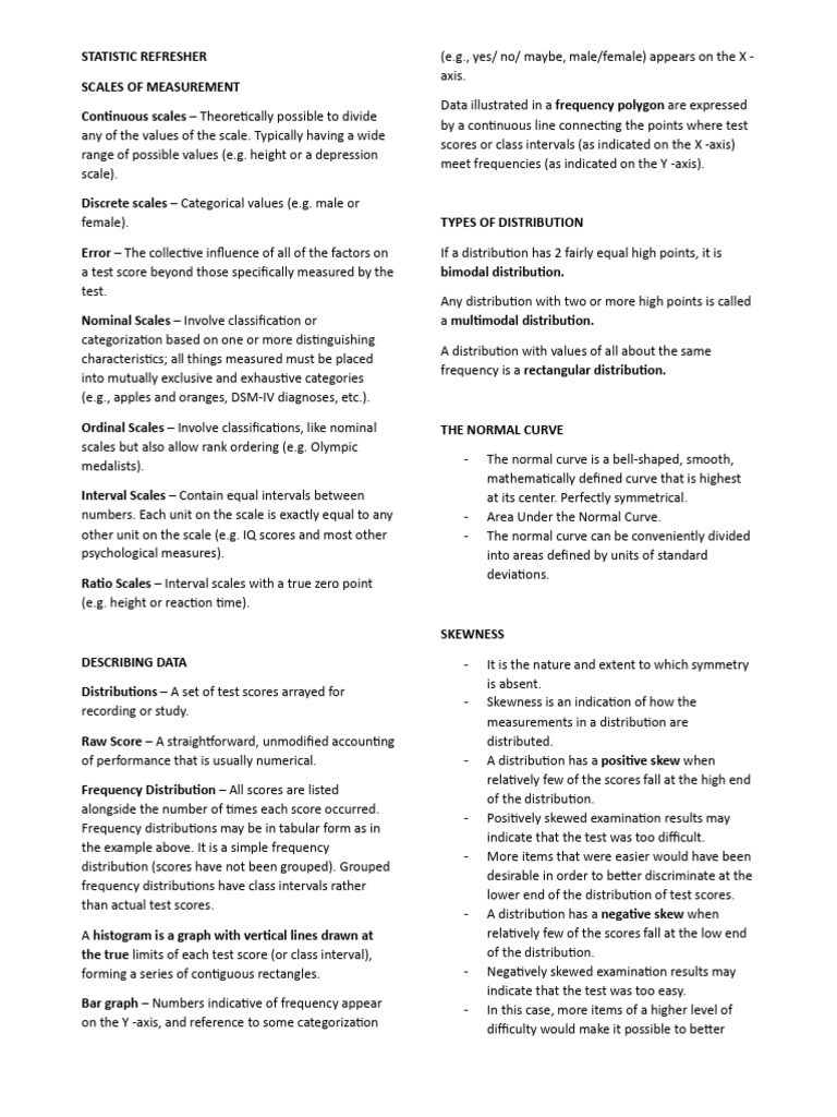 Understanding Scales and Data Distributions | PDF | Mode (Statistics ...