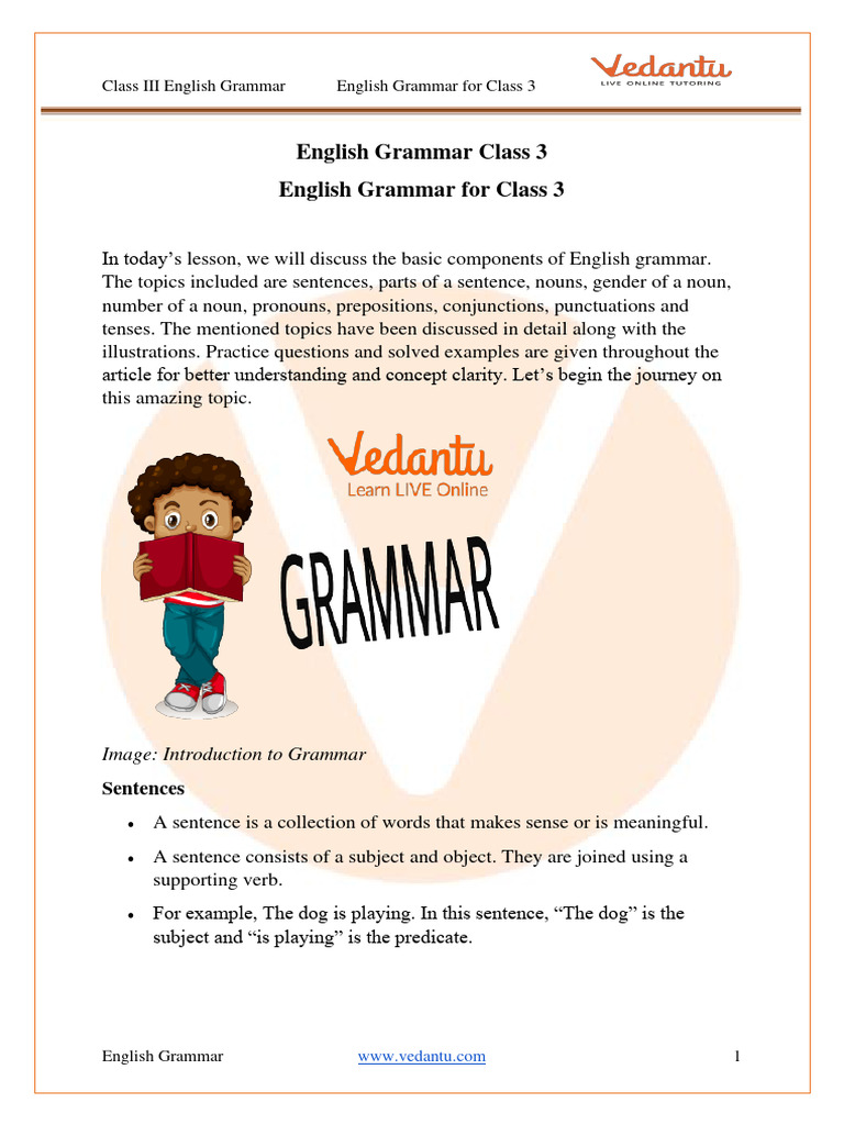 Class 3 English Grammar Guide | PDF | English Grammar | Noun