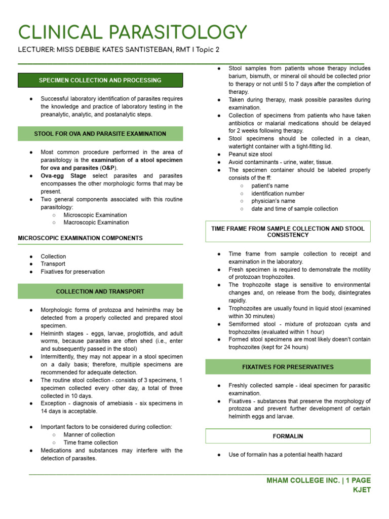 LEC#2 - Specimen Collection and Processing | PDF | Staining | Fixation ...