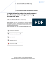 Unobservable Effort Objective Consistency and The Efficiencies of The Principal and The Top Management Team