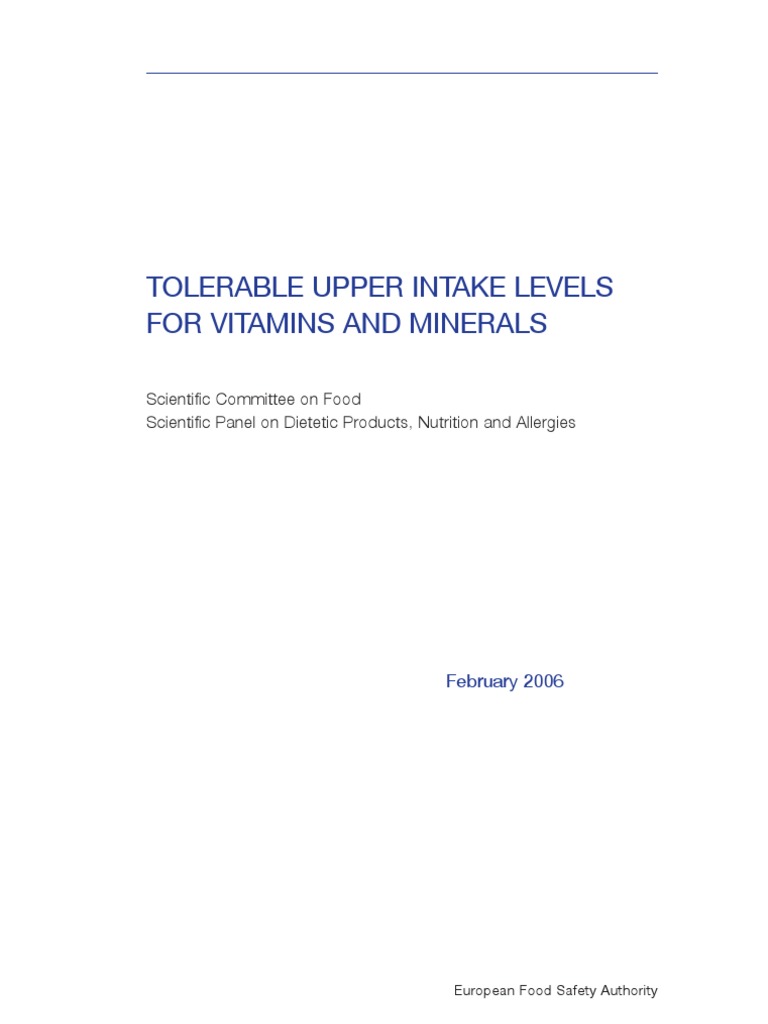 Efsa Tolerable Upper Intake Levels PDF Carotenoid Risk Assessment