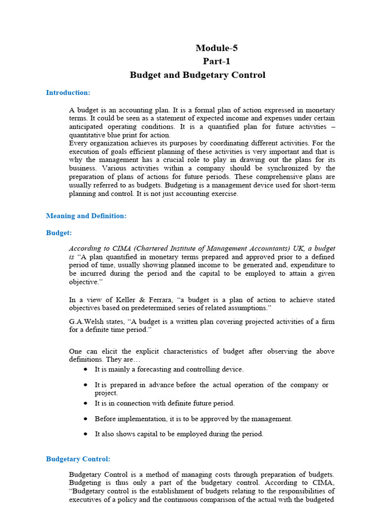 Budget Control Example Pdf