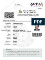 Malaysia EVISA Certificate - AUNG MYAT NOE
