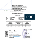 Test of English Proficiency Certificate