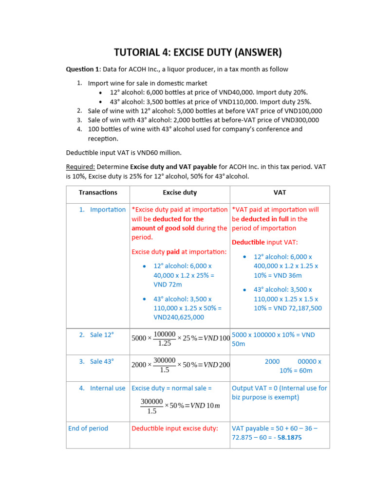Tutorial 4 2023 Summer Answer Pdf Value Added Tax Excise