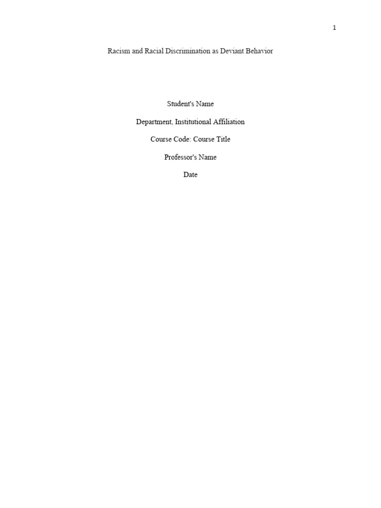 Racism and Racial Discrimination As Deviant Behavior | PDF ...