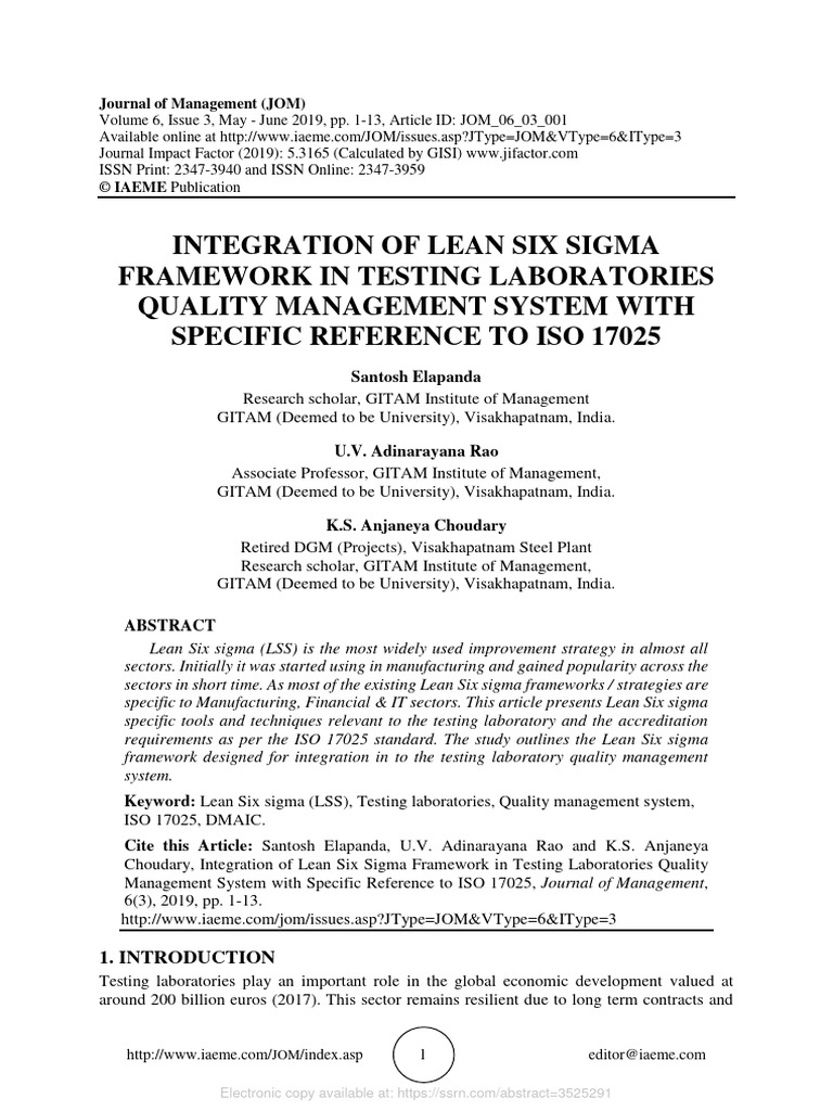 SSRN Id3525291 | PDF | Six Sigma | Quality Management