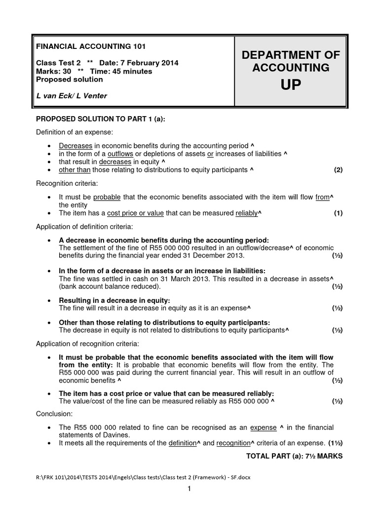 Class Test 2 (Framework) - S | PDF | Equity (Finance) | Expense